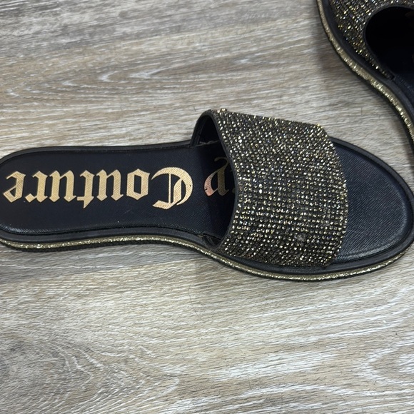 Juicy Couture Black Sandals with Gold Sparkle Size 10 - Picture 2 of 3